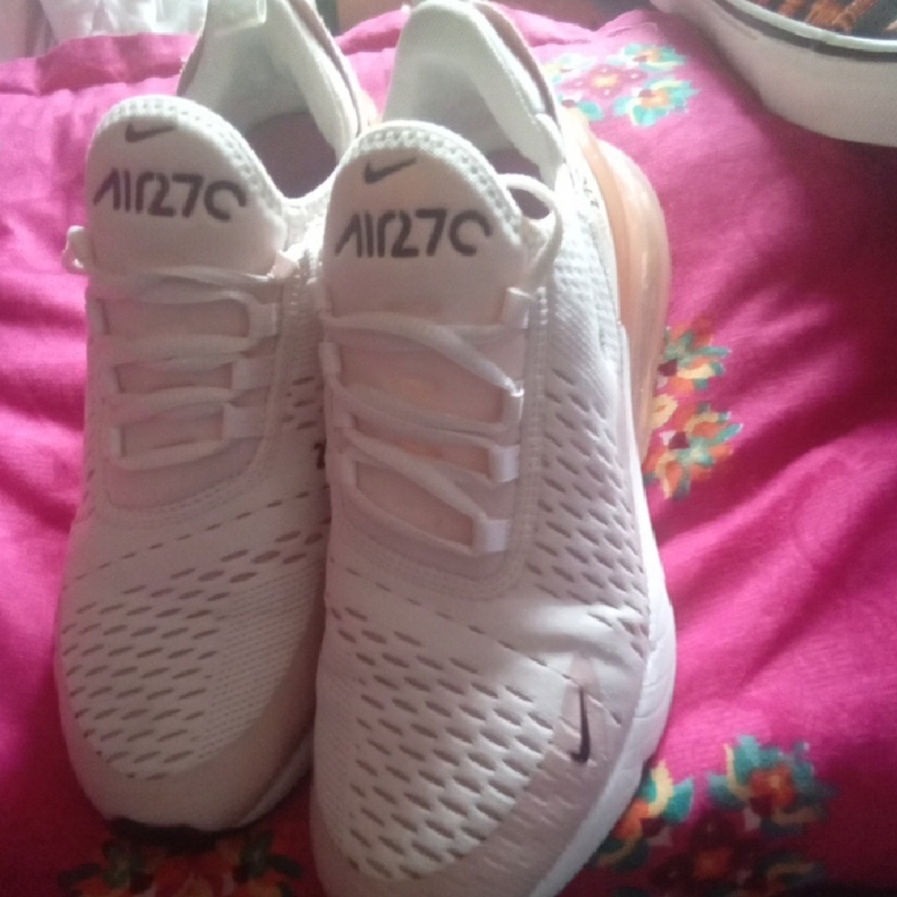 Nike White and Pink Athletic Shoes with Mesh Design